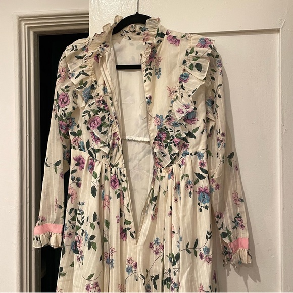 Vtg 70’s Floral 🌸 Maxi Dress Puffy Long Sleeve Cottagecore - Picture 7 of 7